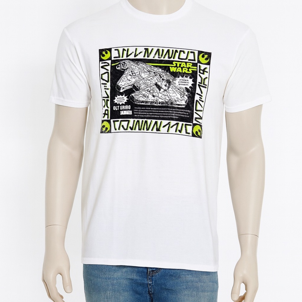 Star Wars T Shirt Mens 2X White‎ Black Millennium Falcon Mad Engine Nerd Geek